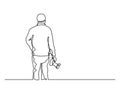 Continuous line drawing of photographer holding camera