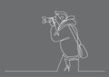 Continuous line drawing of photographer making pictures