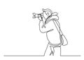 Continuous line drawing of photographer making pictures