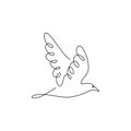 continuous line drawing of pigeon bird flying minimalism Royalty Free Stock Photo