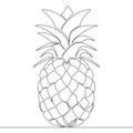 Continuous line drawing pineapple tropical fruit icon vector illustration concept