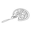 Continuous line drawing of pizza food minimalism design vector illustration Royalty Free Stock Photo