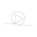 continuous line drawing of play button. isolated sketch drawing of play button line concept. outline thin stroke vector Royalty Free Stock Photo
