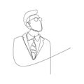 continuous line drawing of portrait of businessman with glasses