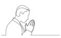 Continuous line drawing of praying man