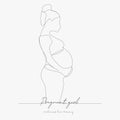 Continuous line drawing. pregnant girl. simple vector illustration. pregnant girl concept hand drawing sketch line