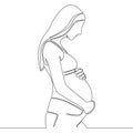 Continuous line drawing Pregnant Woman Mother concept