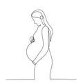 Continuous line drawing Pregnant woman. Mother`s day concept Royalty Free Stock Photo