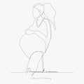Continuous line drawing. pregnant woman. simple vector illustration. pregnant woman concept hand drawing sketch line