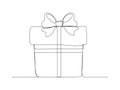 Continuous line drawing of present. Gift box one line vector illustration Royalty Free Stock Photo