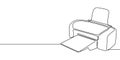 Continuous Line Drawing of Printer Ejecting Paper Minimalist Office Concept Vector Illustration Royalty Free Stock Photo