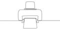 Continuous Line Drawing of Printer Ejecting Paper Minimalist Office Concept Vector Illustration Royalty Free Stock Photo