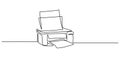 Continuous Line Drawing of Printer Ejecting Paper Minimalist Office Concept Vector Illustration Royalty Free Stock Photo