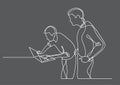 Continuous line drawing of programmers working together