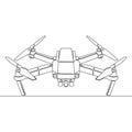 Continuous line drawing quadcopter camera drone icon vector illustration concept