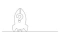Continuous line drawing of question mark inside rocket for innovative ideas theme Royalty Free Stock Photo