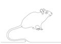 Continuous line drawing rat mouse Royalty Free Stock Photo