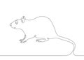 Continuous line drawing rat mouse Royalty Free Stock Photo