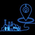 Continuous line drawing Re-shoring Local production Factories neon concept