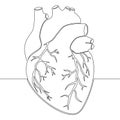 Continuous line drawing Realistic Human heart internal organ icon vector illustration concept Royalty Free Stock Photo