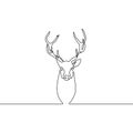 Continuous line drawing Reindeer isolated on white background. Vector illustration.