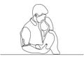continuous line drawing relationship vector. One hand drawn of young man and woman in love. Guy and girl want to kiss each other.