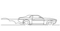 Continuous line drawing of retro sport car driving fast Royalty Free Stock Photo