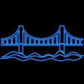 Continuous line drawing road bridge icon neon concept