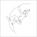 A continuous line drawing of a rock climber hanging on a steep surface Royalty Free Stock Photo