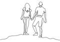 Continuous line drawing. Romantic couple holding hands. Lovers theme concept design. One hand drawn minimalism. Metaphor of love Royalty Free Stock Photo