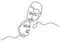 Continuous line drawing. Romantic couple. Lovers theme concept design. Minimalism emotional hand drawn of man and girl. Good for