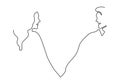 Continuous line drawing. Romantic couple. Lovers theme concept design. One hand drawn minimalism. Metaphor of love vector