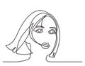 Continuous line drawing of romantic woman portrait on white background