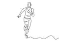 Continuous line drawing of Runner man. People run when doing action sport or jogging