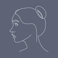 Vector face woman line art. Continuous line, fashion minimalist concept.