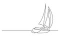 Continuous line drawing of sailing boat Royalty Free Stock Photo