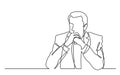 Continuous line drawing of seriously thinking man Royalty Free Stock Photo