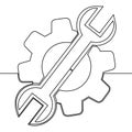 Continuous line drawing Service tool gear symbol icon vector illustration concept