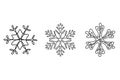 Continuous line drawing set of snowflakes, winter theme.