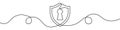 Continuous line drawing of an shield with keyhole. Single line security icon. Royalty Free Stock Photo