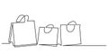 continuous line drawing of shopping bags set illustration