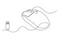 Continuous line drawing simple style outline minimalist scrolling mouse Royalty Free Stock Photo