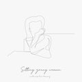 Continuous line drawing. sitting young woman. simple vector illustration. sitting young woman concept hand drawing sketch line