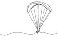 Continuous line drawing of sky parachute sport game. Adventure and adrenaline maker theme concept