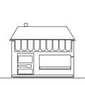 Continuous line drawing small Shop building doodle icon vector illustration concept