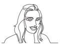 Continuous line drawing of smiling woman looking good on white background