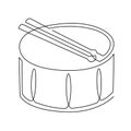 Continuous line drawing of Snare Drum vector icon. Musical instrument single line for decoration, design, invitation