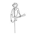 continuous line drawing of someone playing guitar