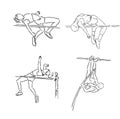 continuous line drawing of sport high jump vector illustration