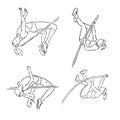 continuous line drawing of sport high jump vector illustration